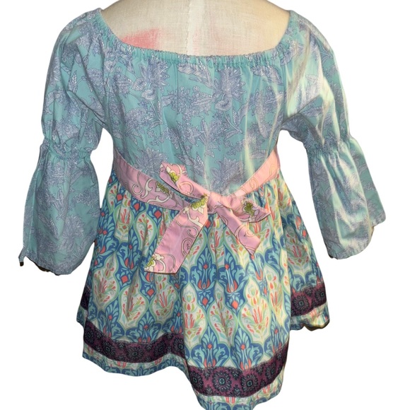 Matilda Jane Secret Fields Paisley Petals Pink Aqua Tunic Dress Girl’s s… - Picture 4 of 5